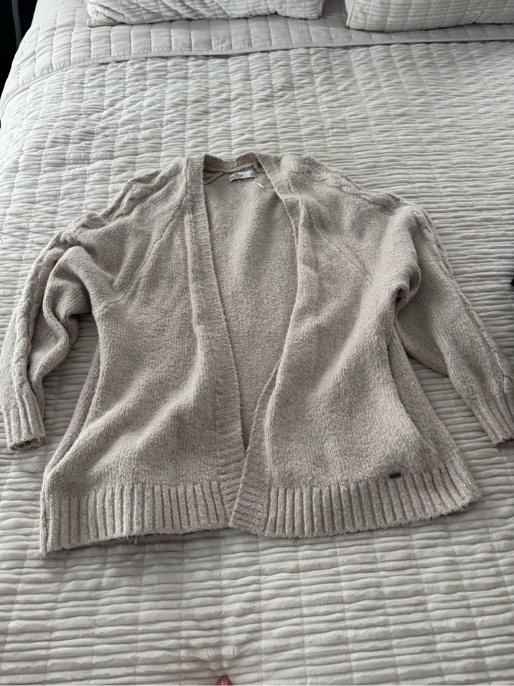 Hollister Neutral Beige Textured Knit cardigan